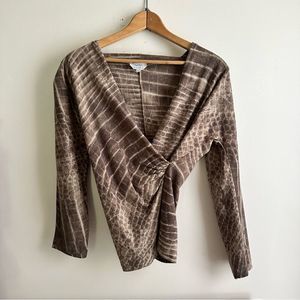 MaxMara • Wool Crocodile Print Faux Wrap Top‎